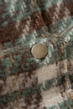 Load image into Gallery viewer, Cinnamon Plaid Print Chest Pockets Turn Down Collar Shacket - Fashion Queen