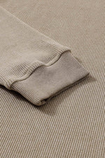 Load image into Gallery viewer, Black Solid Ribbed Knit Round Neck Pullover Sweatshirt - Fashion Queen