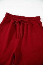 Load image into Gallery viewer, Black Textured Loose Fit T Shirt and Drawstring Pants Set - Fashion Queen