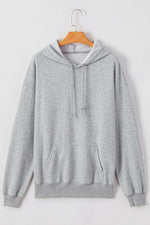 Load image into Gallery viewer, White Fleece Lined Kangaroo Pocket Drawstring Chunky Hoodie - Fashion Queen