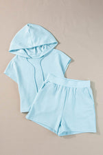 Load image into Gallery viewer, White Textured Cropped Hoodie and Shorts Set - Fashion Queen