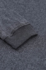 Load image into Gallery viewer, Black Solid Ribbed Knit Round Neck Pullover Sweatshirt - Fashion Queen