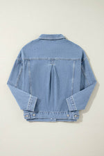 Load image into Gallery viewer, Light Blue Washed Oversize Pocketed Denim Jacket - Fashion Queen
