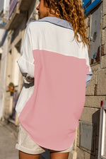 Load image into Gallery viewer, Dusty Pink Color Block/Pure Color Patch Pocket Shirt - Fashion Queen - 26