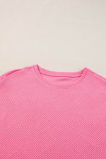 Load image into Gallery viewer, Black Textured Loose Fit T Shirt and Drawstring Pants Set - Fashion Queen