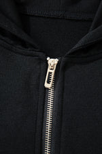 Load image into Gallery viewer, Black Double Zipper Hooded Jacket and Sweatpants Active Set