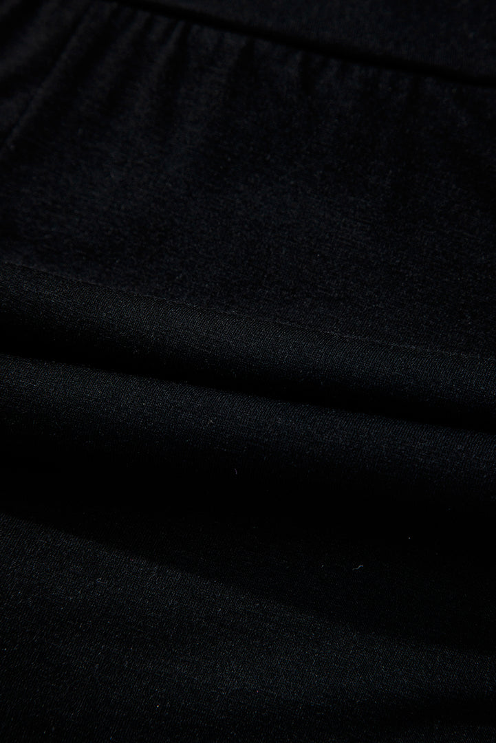 Black Wide Waistband Ruched Skort