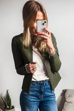 Load image into Gallery viewer, Black Solid Faux Leather Zipper Slim Fit Bomber Jacket - Fashion Queen