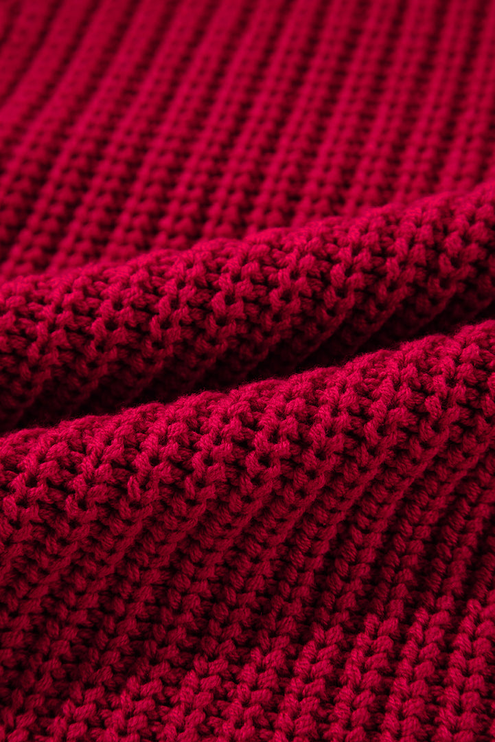 Racing Red Off-the-shoulder Knit Sweater