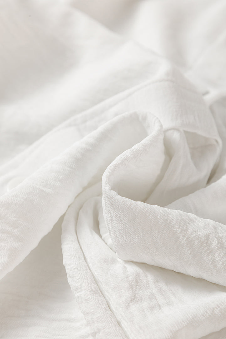 White Pure Color Patch Pocket Shirt