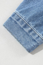 Load image into Gallery viewer, Light Blue Washed Oversize Pocketed Denim Jacket - Fashion Queen