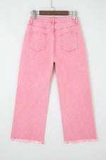 Load image into Gallery viewer, Peach Blossom Acid Washed High Rise Cropped Wide Leg Jeans