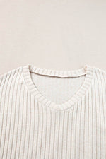 Load image into Gallery viewer, Black Ribbed Knit V Neck Slouchy Two-piece Outfit - Fashion Queen