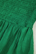 Load image into Gallery viewer, Sail Blue Solid Textured Smocked Puff Short Sleeve High Waist Long Dress - Fashion Queen -  17