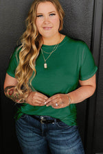 Load image into Gallery viewer, White Round Neck Rolled Sleeve Plus Size T-shirt - Fashion Queen