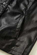 Load image into Gallery viewer, Black Faux Leather Buttoned Front Boxy Jacket