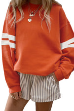 Load image into Gallery viewer, Fiery Red Varsity Striped Detail Drop Shoulder Oversized Sweatshirt