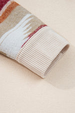 Load image into Gallery viewer, Multicolour Western Aztec Striped Patchwork Double Flap Pocket Raw Hem Shacket