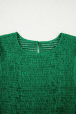 Load image into Gallery viewer, Sail Blue Solid Textured Smocked Puff Short Sleeve High Waist Long Dress - Fashion Queen -  15