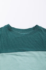 Load image into Gallery viewer, Multicolor Color Block Long Sleeve Ribbed Loose Top - Fashion Queen -  13