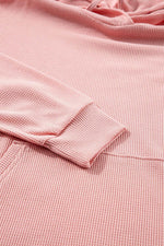 Load image into Gallery viewer, Gray Waffle Knit Fleece Lined High Low Oversized Hoodie - Fashion Queen