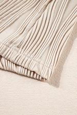 Load image into Gallery viewer, White Textured Wavy Round Neck Long Sleeve Top - Fashion Queen