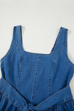 Load image into Gallery viewer, Sail Blue Square Neck Bowknot A-line Sleeveless Denim Dress - Fashion Queen -  10