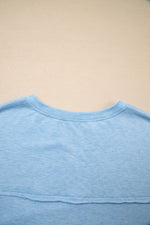 Load image into Gallery viewer, Myosotis Notched Neck Terry Raw Hem Long Sleeve Top