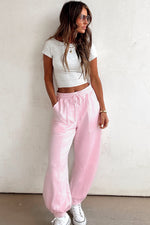 Load image into Gallery viewer, Lilac Drawstring Waist Patchwork Solid Color Jogger Pants