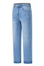 Load image into Gallery viewer, Dusk Blue Raw Hem Straight Leg Loose High Waist Jeans