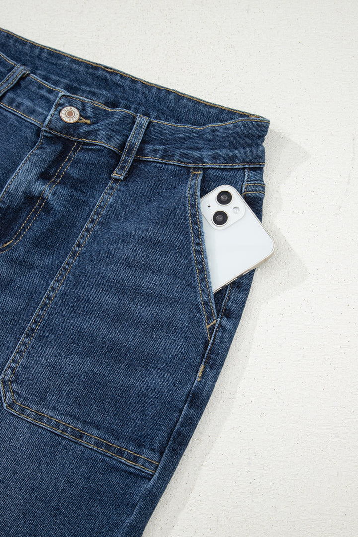 Sky Blue Cropped High Rise Wide Leg Jeans - Fashion Queen -  13