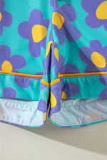 Load image into Gallery viewer, Pink Flower Print Long Sleeve Shirt Shorts Pajamas Set - Fashion Queen