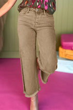 Load image into Gallery viewer, Peach Blossom Acid Washed High Rise Cropped Wide Leg Jeans