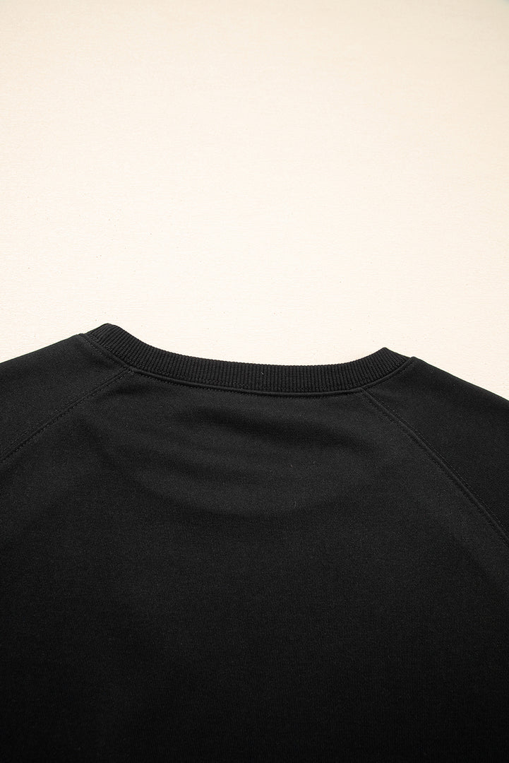 Black Varsity Spirit Striped 89 Graphic Casual Sweatshirt