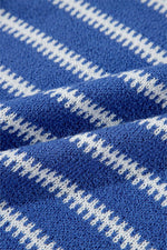 Load image into Gallery viewer, Sky Blue Stripe Drop Shoulder Casual Sweater - Fashion Queen