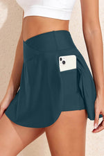 Load image into Gallery viewer, Pink Solid Pocketed Crossover High Waist Swim Skort - Fashion Queen