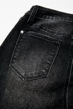 Load image into Gallery viewer, Carbon Grey Mineral Wash Raw Hem High Waist Flared Jeans
