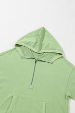 Load image into Gallery viewer, Light Grey Solid Kangaroo Pocket Half Zipper Oversized Hoodie - Fashion Queen
