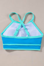Load image into Gallery viewer, Blue Contrast Trim Crisscross Back High Waisted Bikini - Fashion Queen -  12
