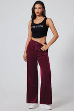 Load image into Gallery viewer, Black Solid Drawstring Waist Wide Leg Pants - Fashion Queen
