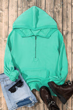 Load image into Gallery viewer, Light Grey Solid Kangaroo Pocket Half Zipper Oversized Hoodie - Fashion Queen
