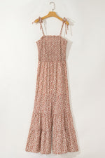 Load image into Gallery viewer, Phalaenopsis Thin Straps Smocked Bodice Wide Leg Floral Jumpsuit
