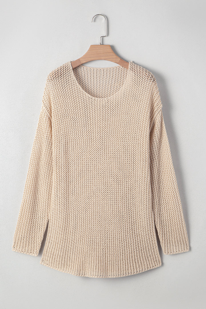 Coral Crochet Hollow-out Jumper Top Sweater - Fashion Queen -  21