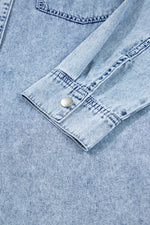 Load image into Gallery viewer, Beau Blue Chest Pocket Raw Hem Denim Loose Shirt Dress
