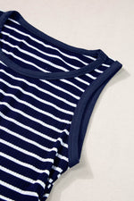 Load image into Gallery viewer, Black Stripe Contrast Round Neck Sleeveless Slim Top - Fashion Queen
