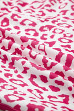 Load image into Gallery viewer, Pink Leopard Elastic Waist Lace up Contrast Trim Casual Shorts
