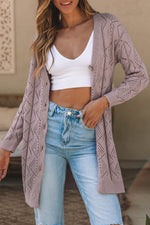 Load image into Gallery viewer, Purple Hollow-out Openwork Knit Cardigan - Fashion Queen -  4
