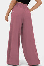 Load image into Gallery viewer, Sail Blue High Waisted Tie Front Side Pocket Wide Leg Flowy Casual Pants
