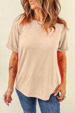 Load image into Gallery viewer, White Casual Plain Crew Neck Tee
