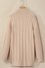 Load image into Gallery viewer, Parchment Oversize Chunky Cable Knit Open Front Midi-length Cardigan
